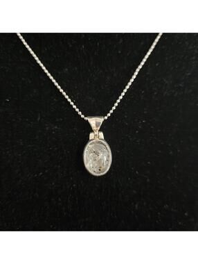 Sterling Silver Dalmatian Jasper Pendant Necklace Speckled Stone 925